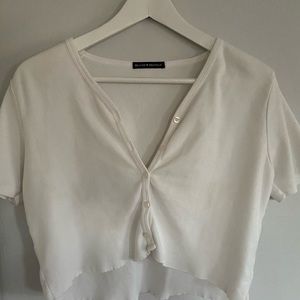 Brandy Melville White Button Tee *One Size*